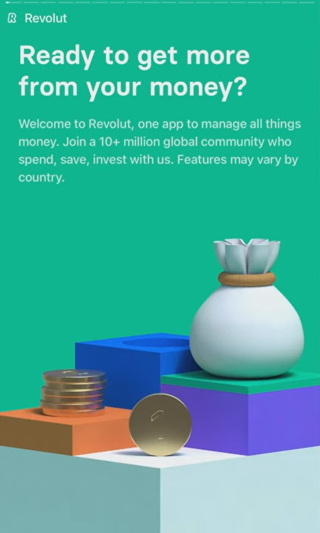 Revolut app welcome screen